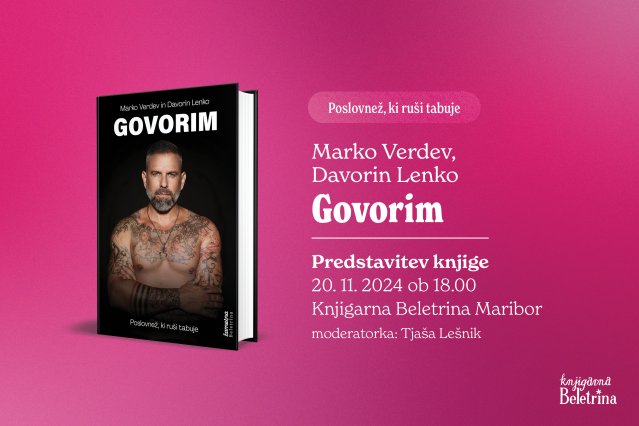 Naslovnica: Predstavitev knjige Govorim Marka Verdeva in Davorina Lenka v Mariboru
