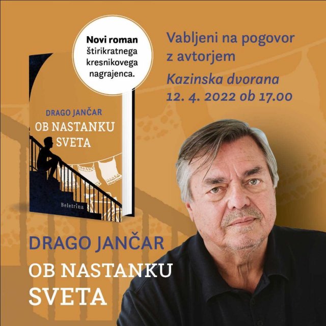 Naslovnica: Drago Jančar bo v Mariboru predstavil svoj novi roman Ob nastanku sveta