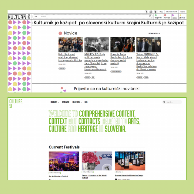Naslovnica: Beletrina vzpostavila prenovljena spletna portala Kulturnik.si in Culture.si