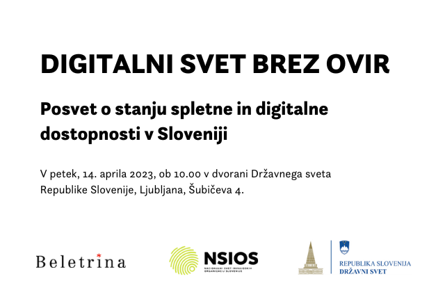 Naslovnica: Digitalni svet brez ovir: posvet o stanju spletne in digitalne dostopnosti v Sloveniji