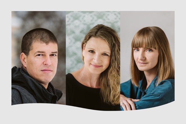 Naslovnica: Goran Vojnović in Prague, Bronja Žakelj in Turin and Ana Schnabl in London